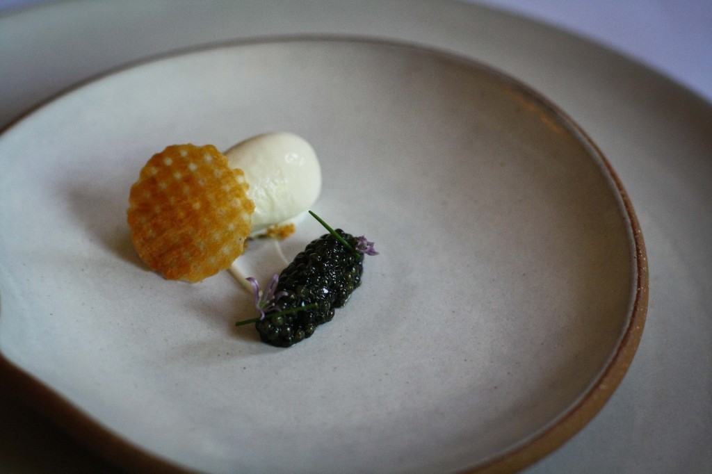 Baked potato ice cream and caviar