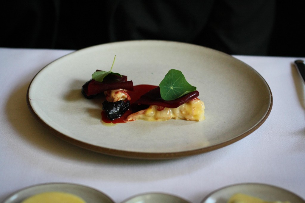 Lobster - poached with beets, ginger and nasturtium