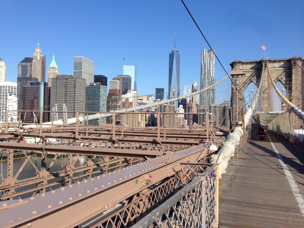 Walking across the Brooklyn Bridge