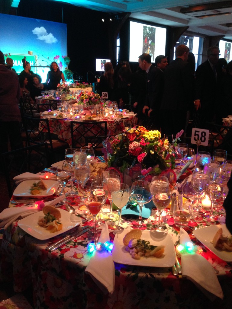 Our table filled with seizure-inducing blinking, flashing lights. A 9 year old designed the tablescape. 