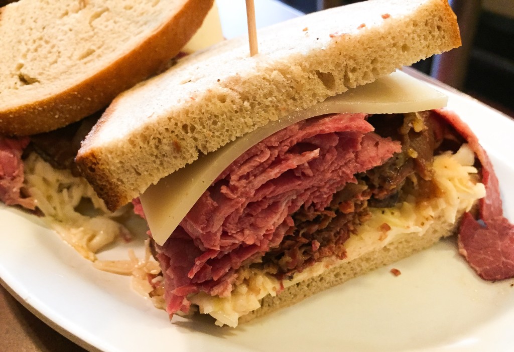 Pastrami, Corned Beef, Swiss and Slaw - $12.50