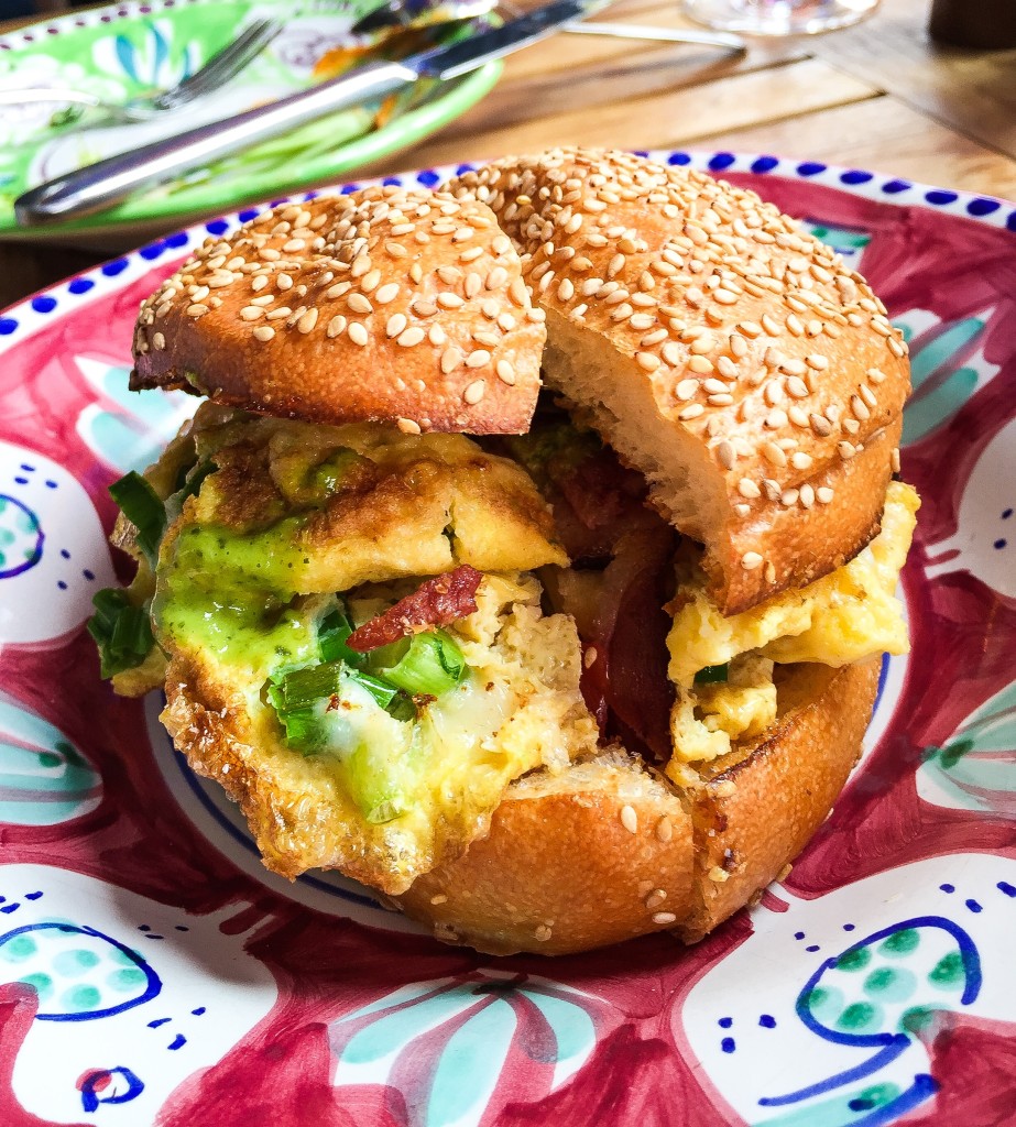 SANTINA SANDWICH ·  SCRAMBLED, EGGS FONTINA, GREEN CHILI