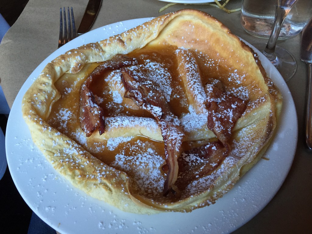 Dutch Baby with House Bacon & Maple Syrup $16