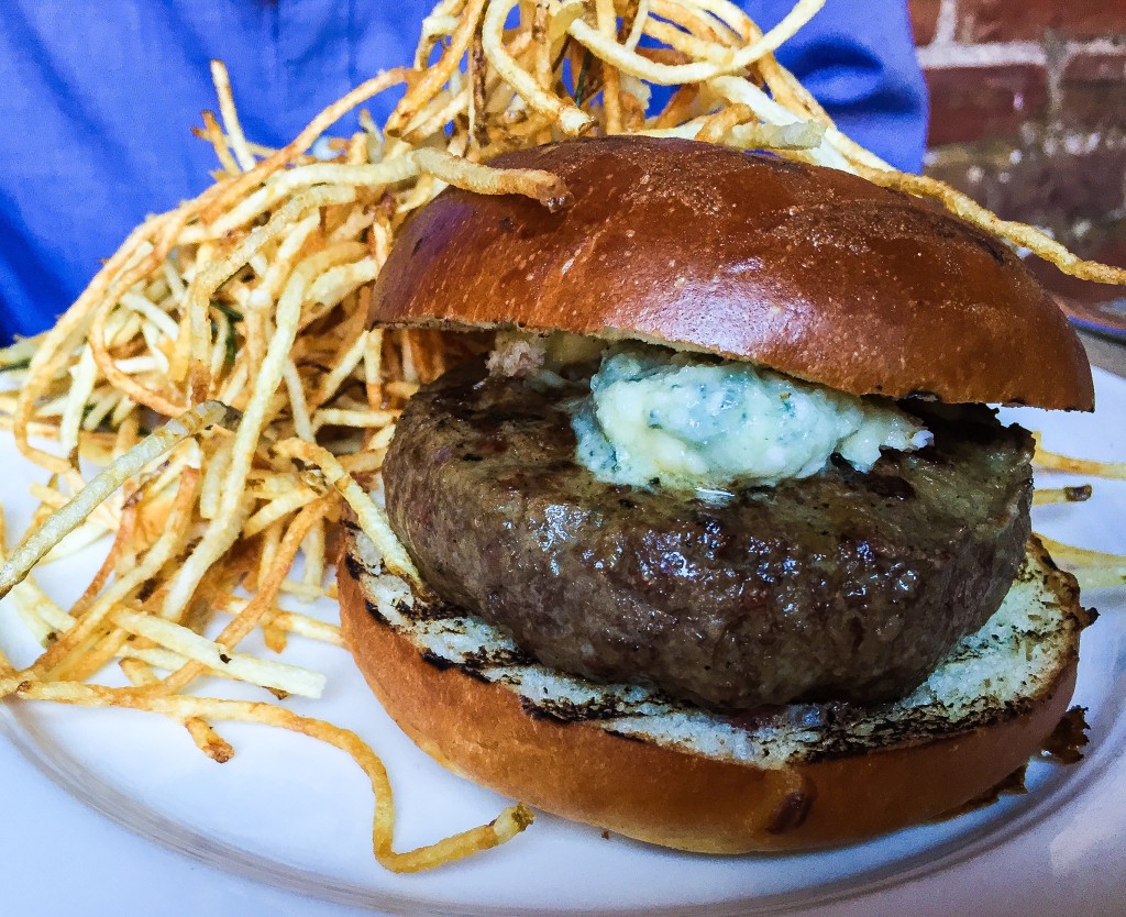 Chargrilled Burger with Roquefort Cheese & Shoestring Fries $21