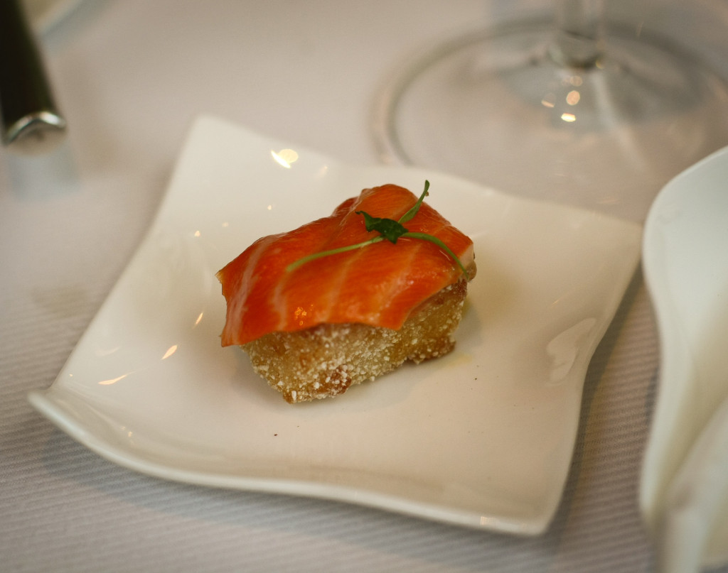 Amuse Bouche - Salmon on Crispy Rice