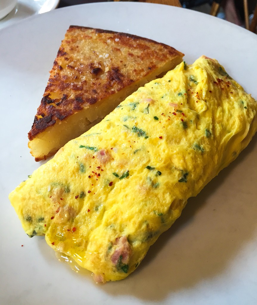 Organic Three Egg Omelette with herbs, ham and gruyere   15 