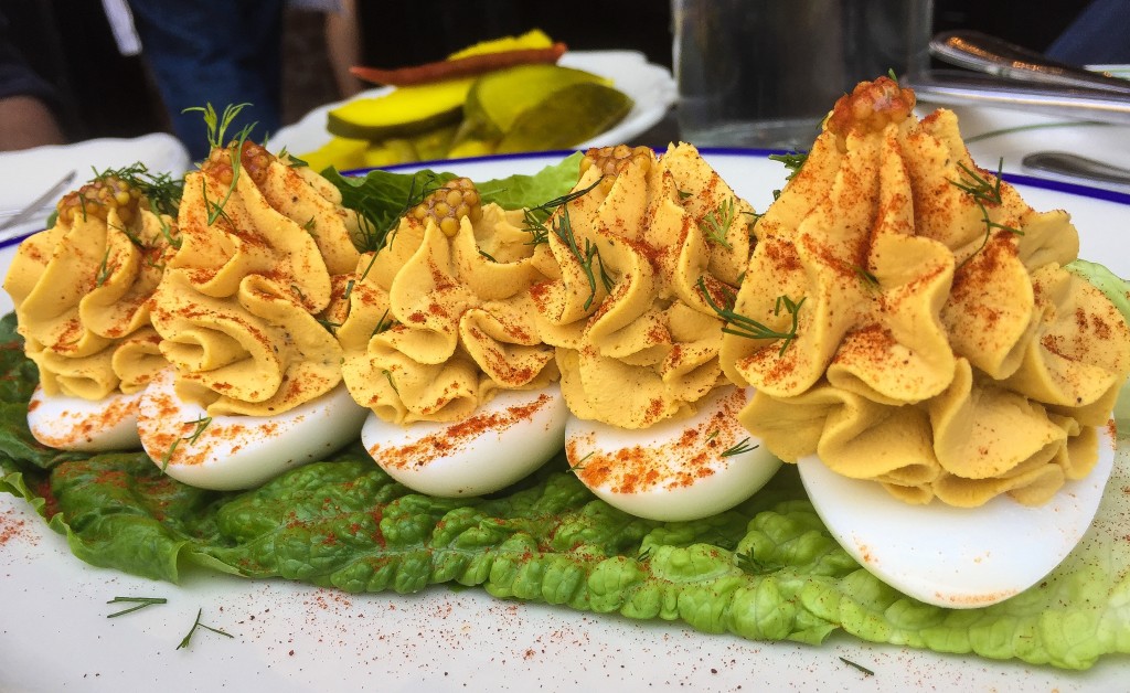 Deviled Eggs, chives, paprika - $9