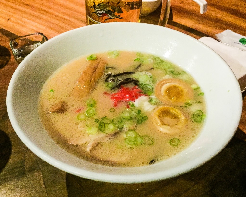 Shiromaru Hakata Classic - $15 The original silky “Tonkotsu” (pork) soup noodles topped with pork loin chashu, sesame kikurag