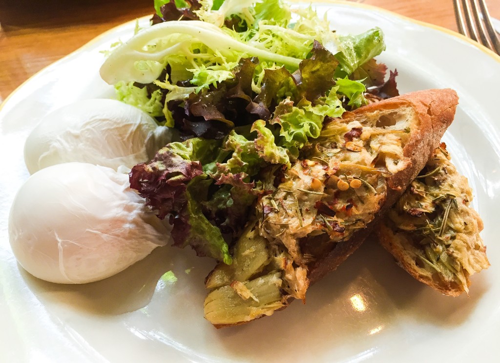 Artichoke Toast w/ Poached Eggs - $15