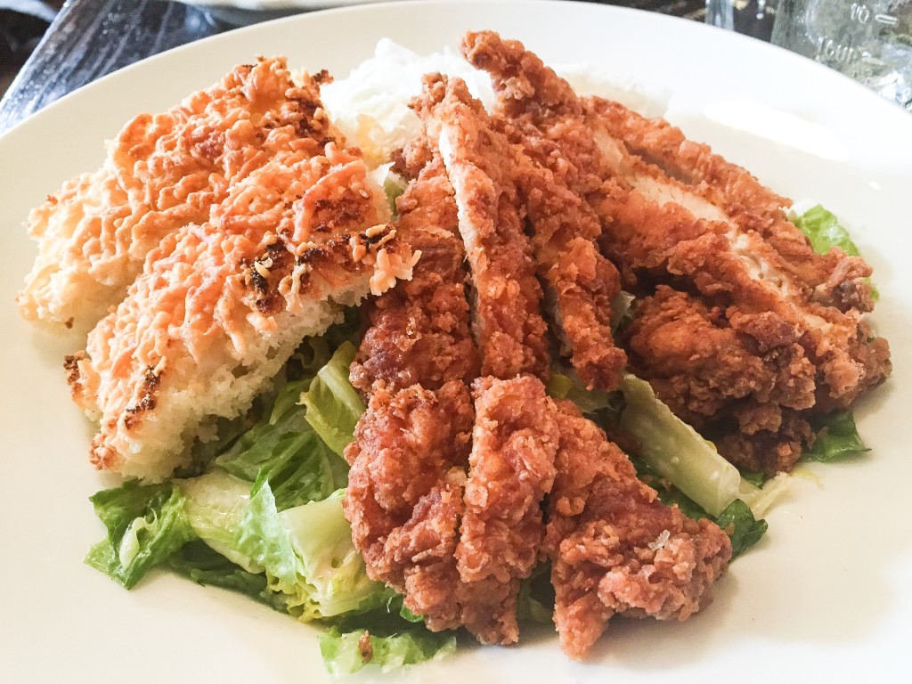 Buttermilk Fried Chicken Caesar with Biscuit Crostinis - $16