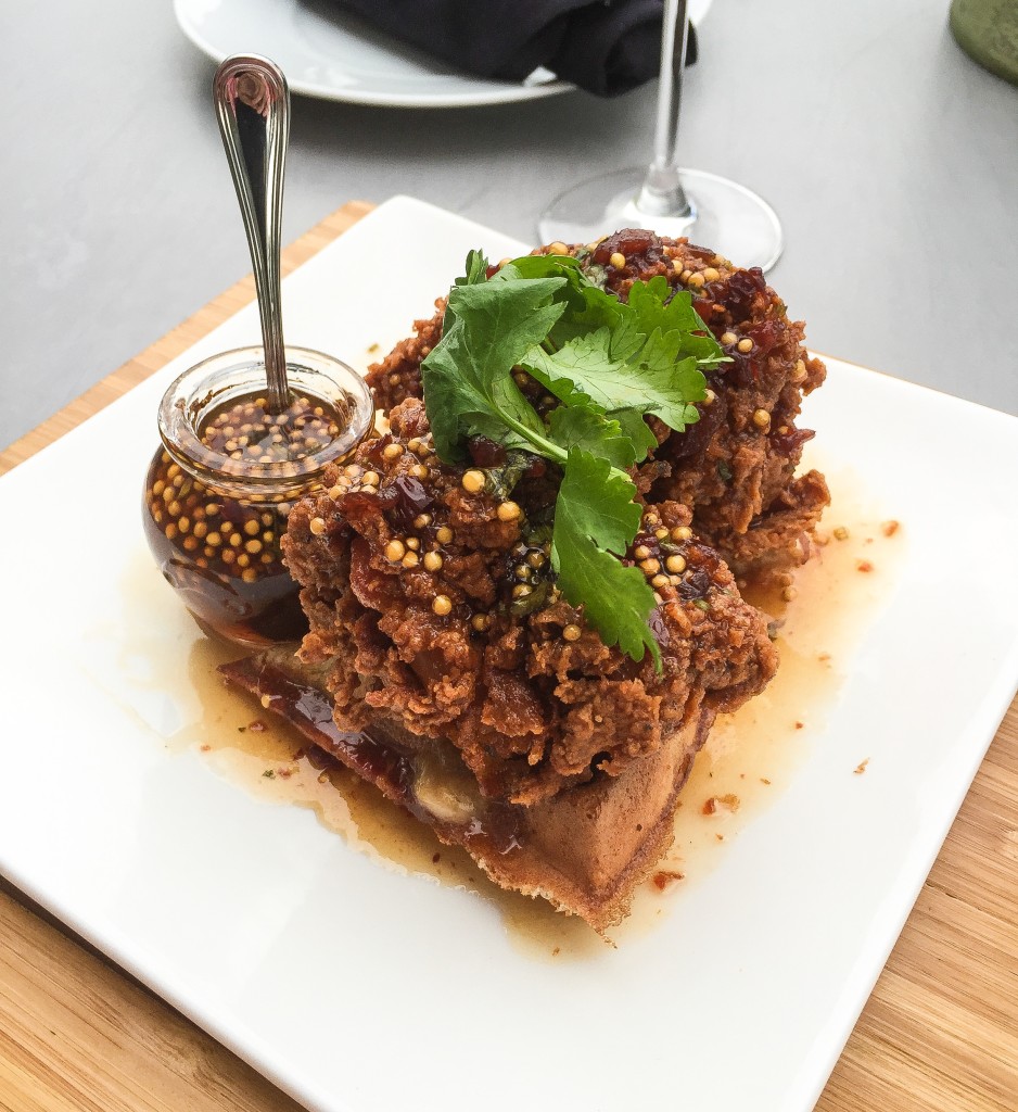 Fried Chicken...................................................................................18 Whipped Smoked Onion Butter, Smoked Bacon Waffles, Chipotle Mustard Maple Syrup