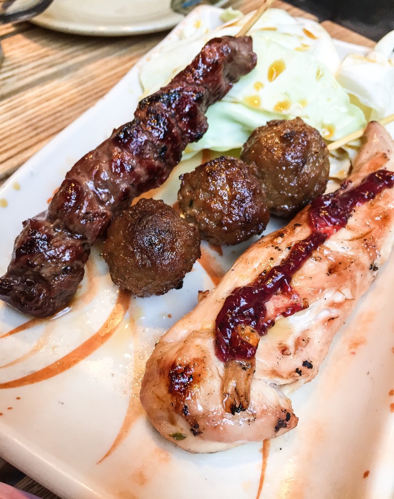 Skewers! Beef, Meatball and Chicken with Plum Sauce