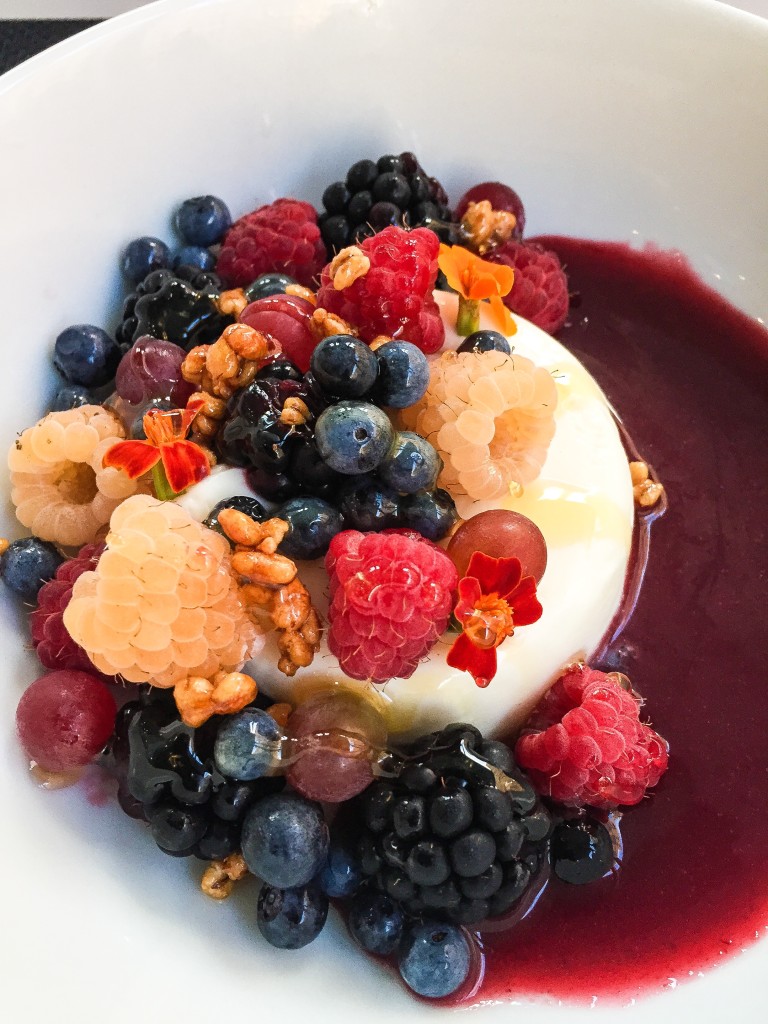 Chamomile panna cotta, local honey, market berries  10  