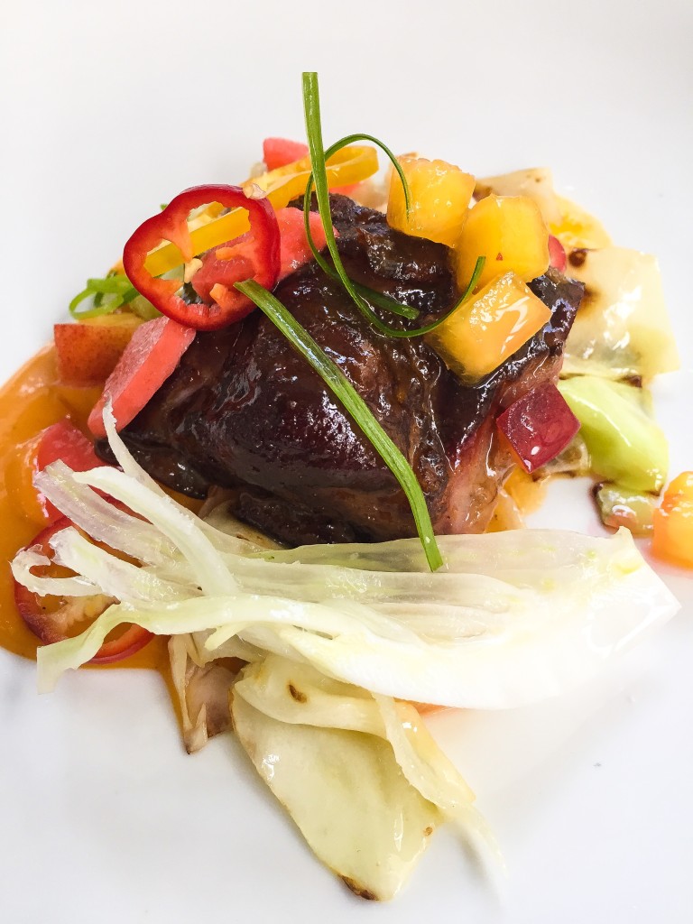 Smoked spare ribs, apricots, caraflex cabbage (Split into two plates) 26 