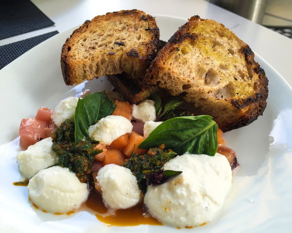 Nectarine, Ricotta, Pesto Toast