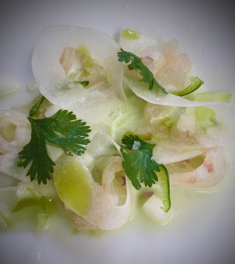 Fluke, kaffir lime, celery 15  