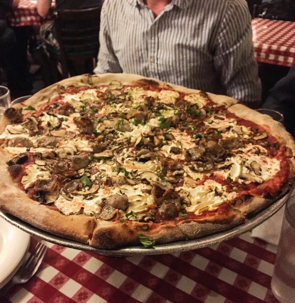 Sausage, mushroom and ricotta pizza