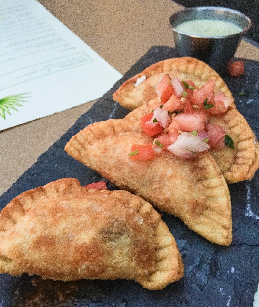 Chicken Tinga Empanaditas With queso oaxaca, salsa ranchera, & roasted poblano crema 