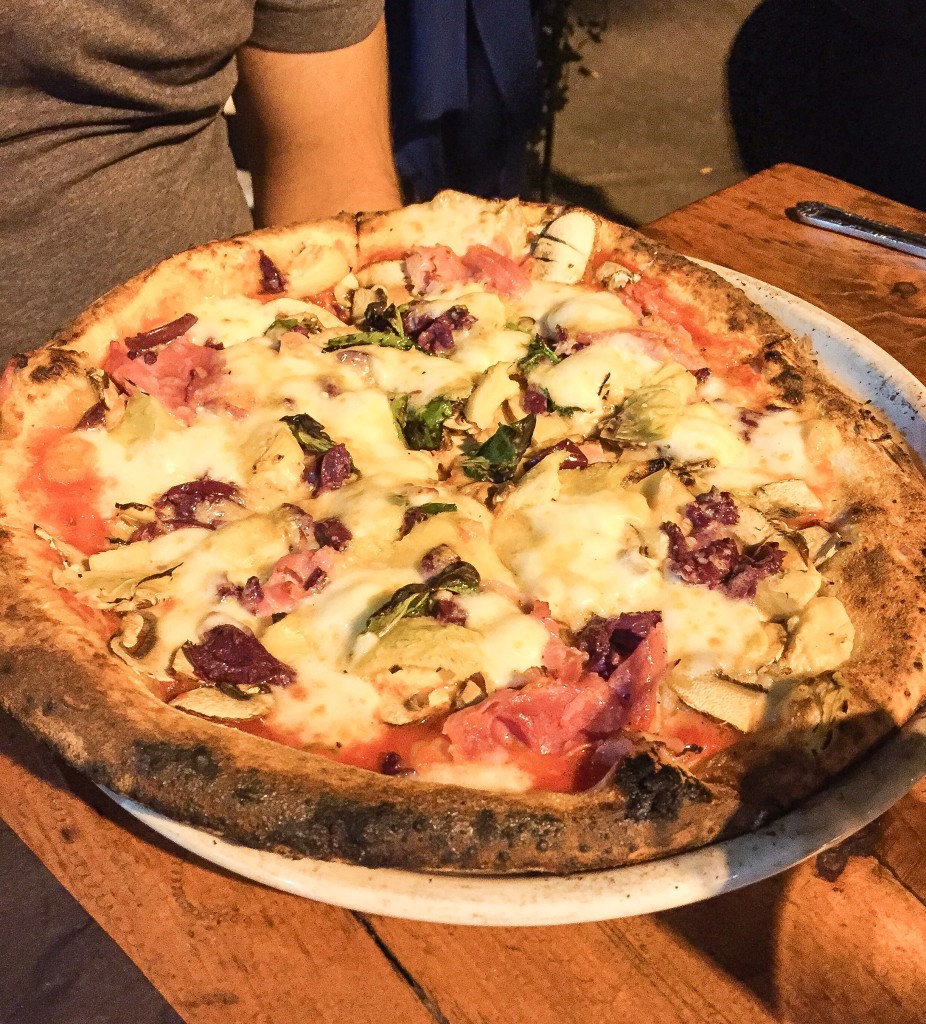 Capricciosa - $18 mozzarella / mushrooms / artichokes / ham / olives