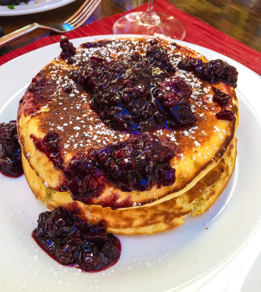 RICOTTA PANCAKES 15 maple bourbon blueberries, whipped vermont butter