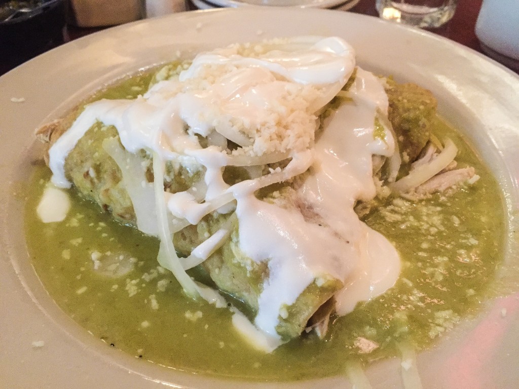 ENCHILADAS DE POLLO VERDES chicken enchiladas in tomatillo salsa verde housemade queso fresco, mexican crema, sweet maya onion 16. 