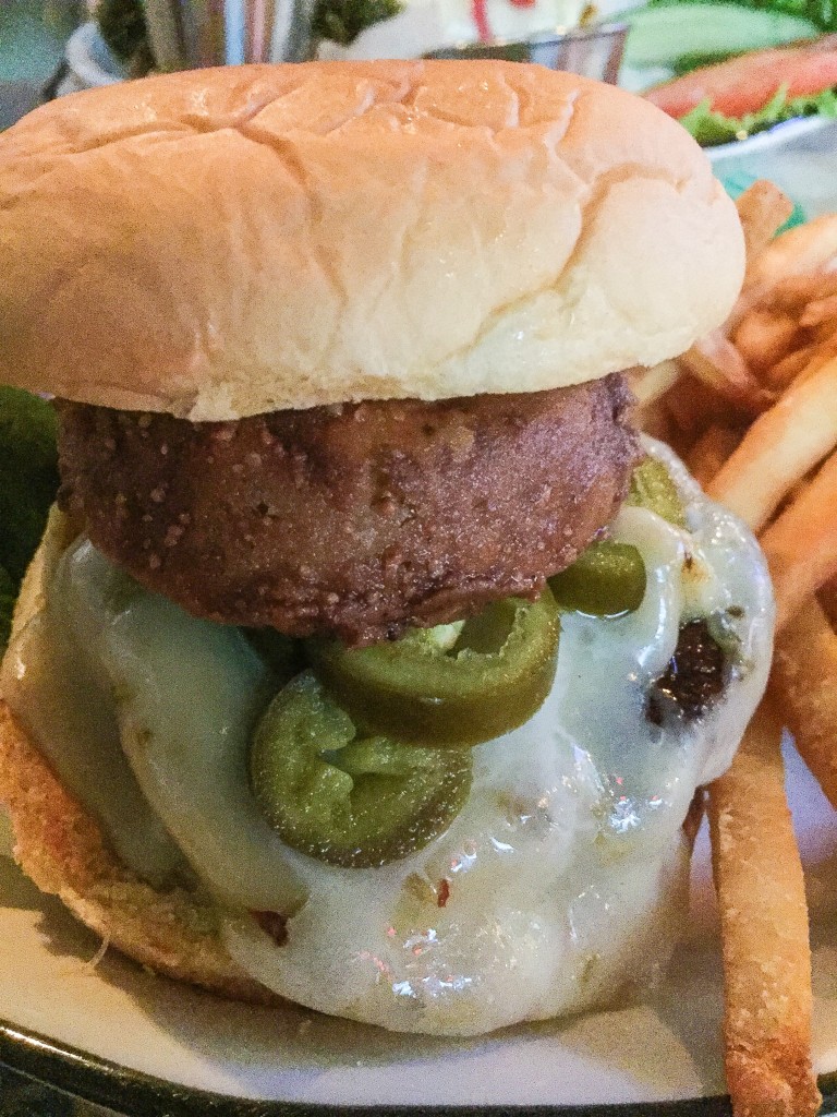 the mexico city | 16 pepperjack cheese, jalepenos, chipotle mayo & crispy onion ring 