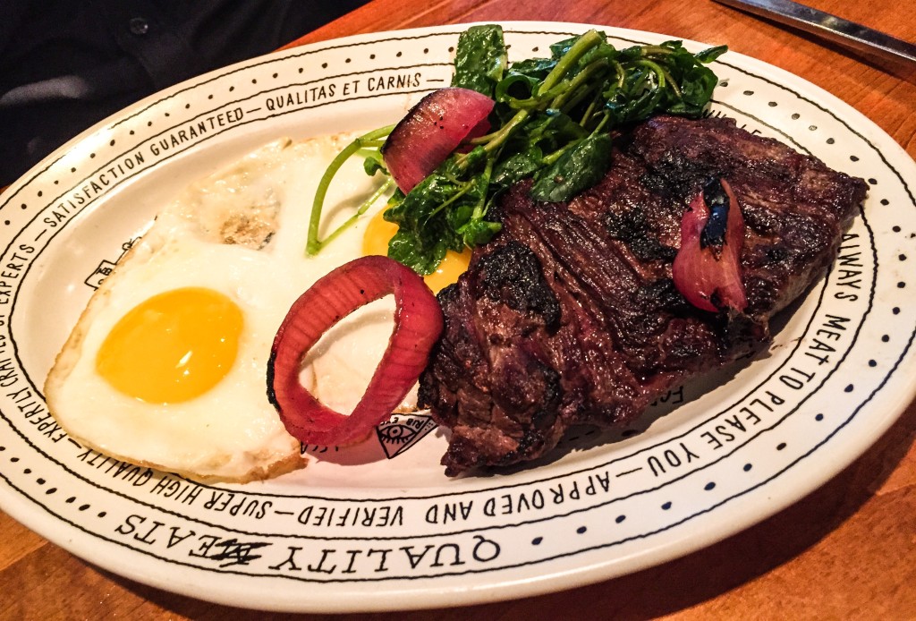 Fried Eggs with Bavette Steak - $19