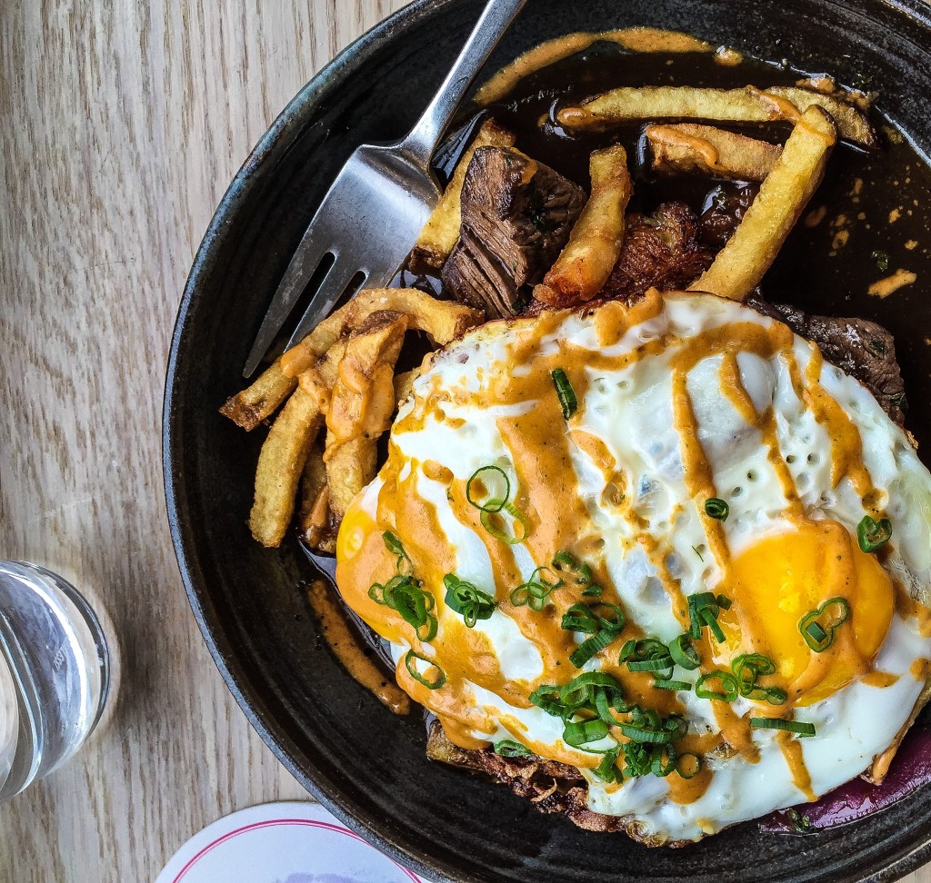 BEEF TENDERLOIN STIR-FRY, FRIED EGG, BANANA, FRENCH FRIES, ROCOTO CREMA 18