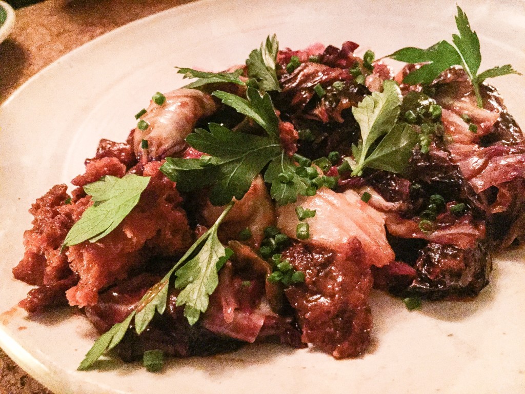 charred radicchio  pork | pepper vinaigrette | croutons | herbs $13 