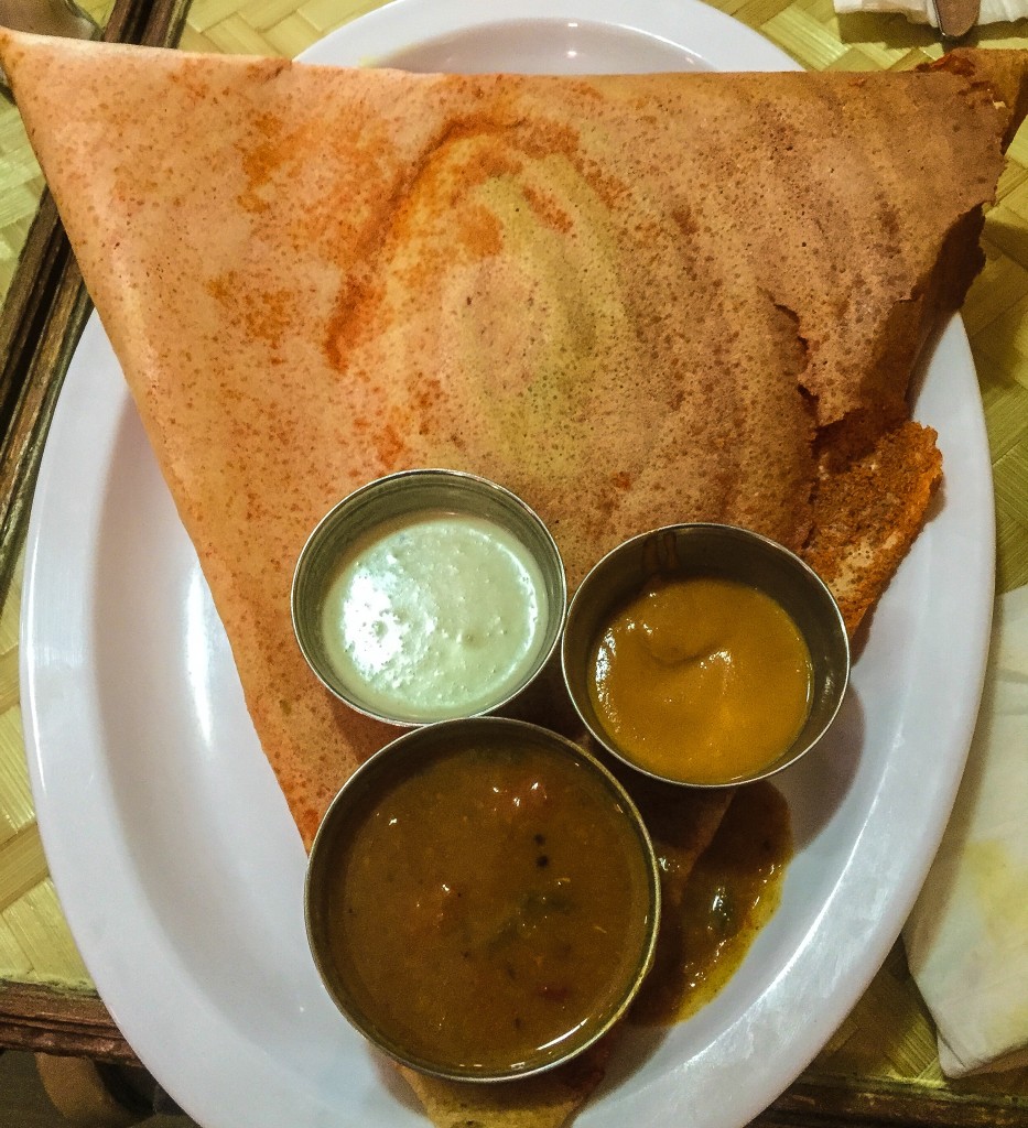 Mysore Masala Dosa  $7.00   Dosa with layer of red hot chutney and filled with potato masala. 