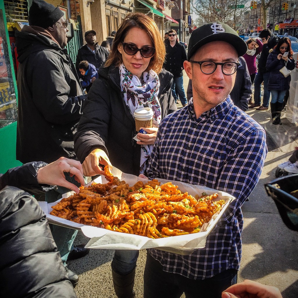 Maple Tabasco Waffle Fries - Passed out to feed the starving folks waiting in line.