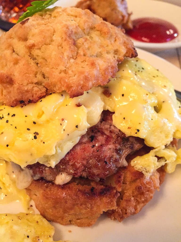 Custom Egg & Cheese on Biscuit with Maple Sausage - $11