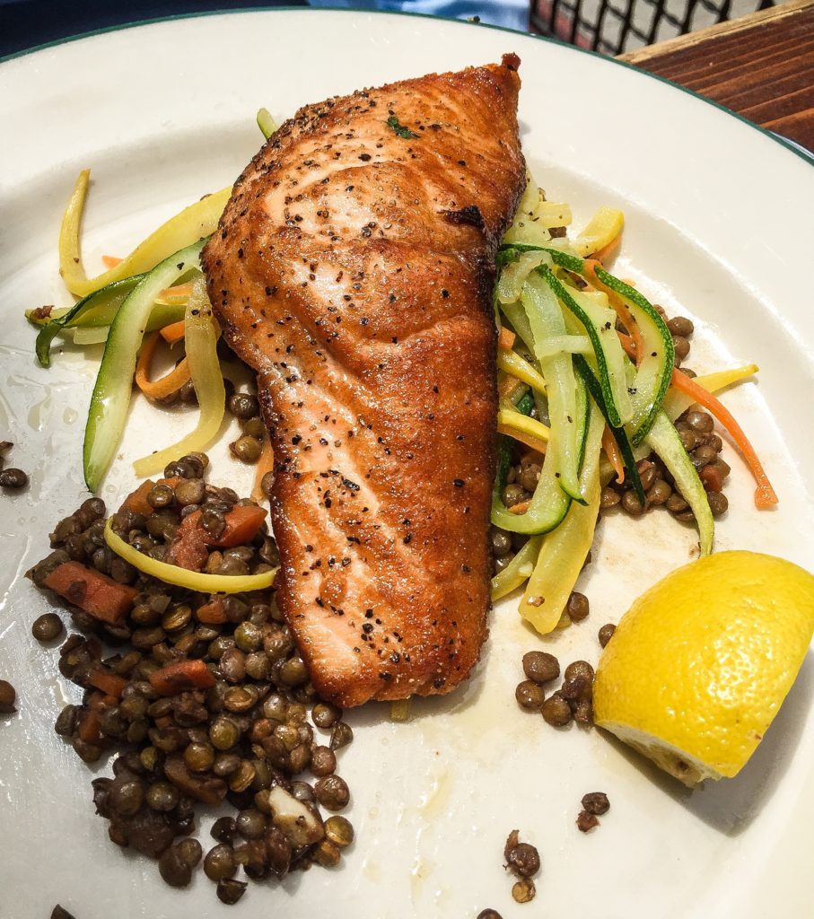 Grilled Salmon with Lentils