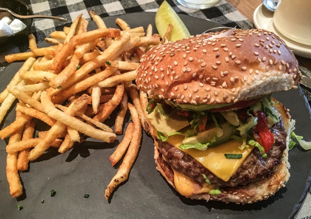 upland cheeseburger grass fed beef, american cheese, peppadew peppers + avocado 21