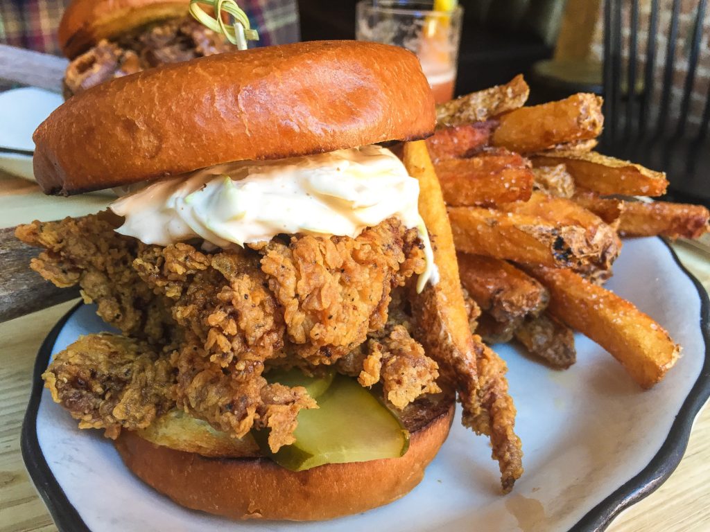 Fried Chicken Sandwich Spicy Slaw, Pickles, Chile Oil - $12