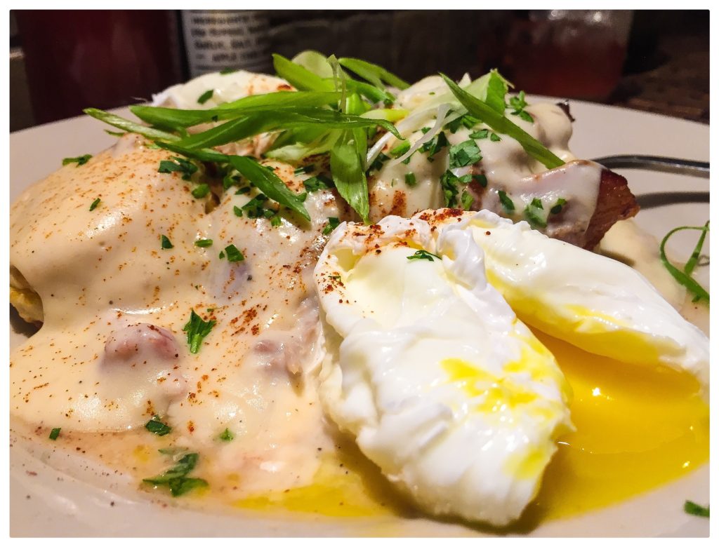 Biscuits & Gravy, bacon, poached eggs - $14