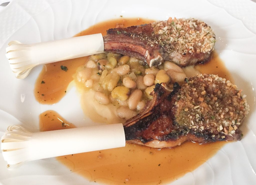 Seared LAMB Chop & Neck Golden Chanterelles, White Beans, Rosemary & Yogurt Sauce